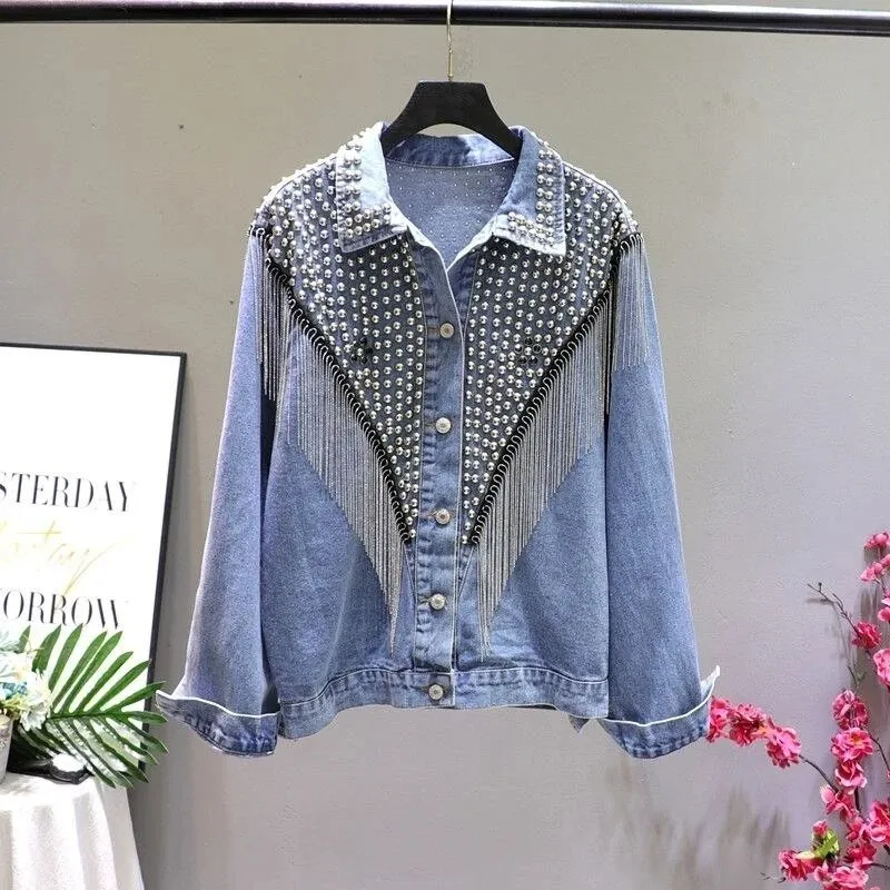 Pre Order:  Tassel Bohemian Beading Denim Jacket