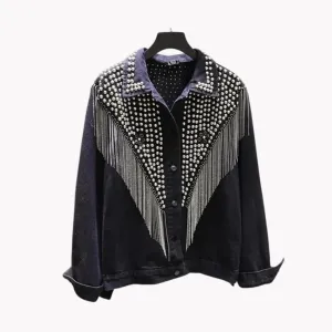 Pre Order:  Tassel Bohemian Beading Denim Jacket