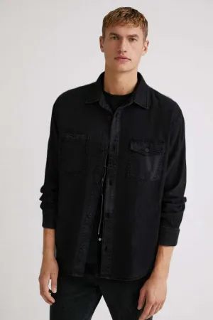 Solid Black Denim Shirt