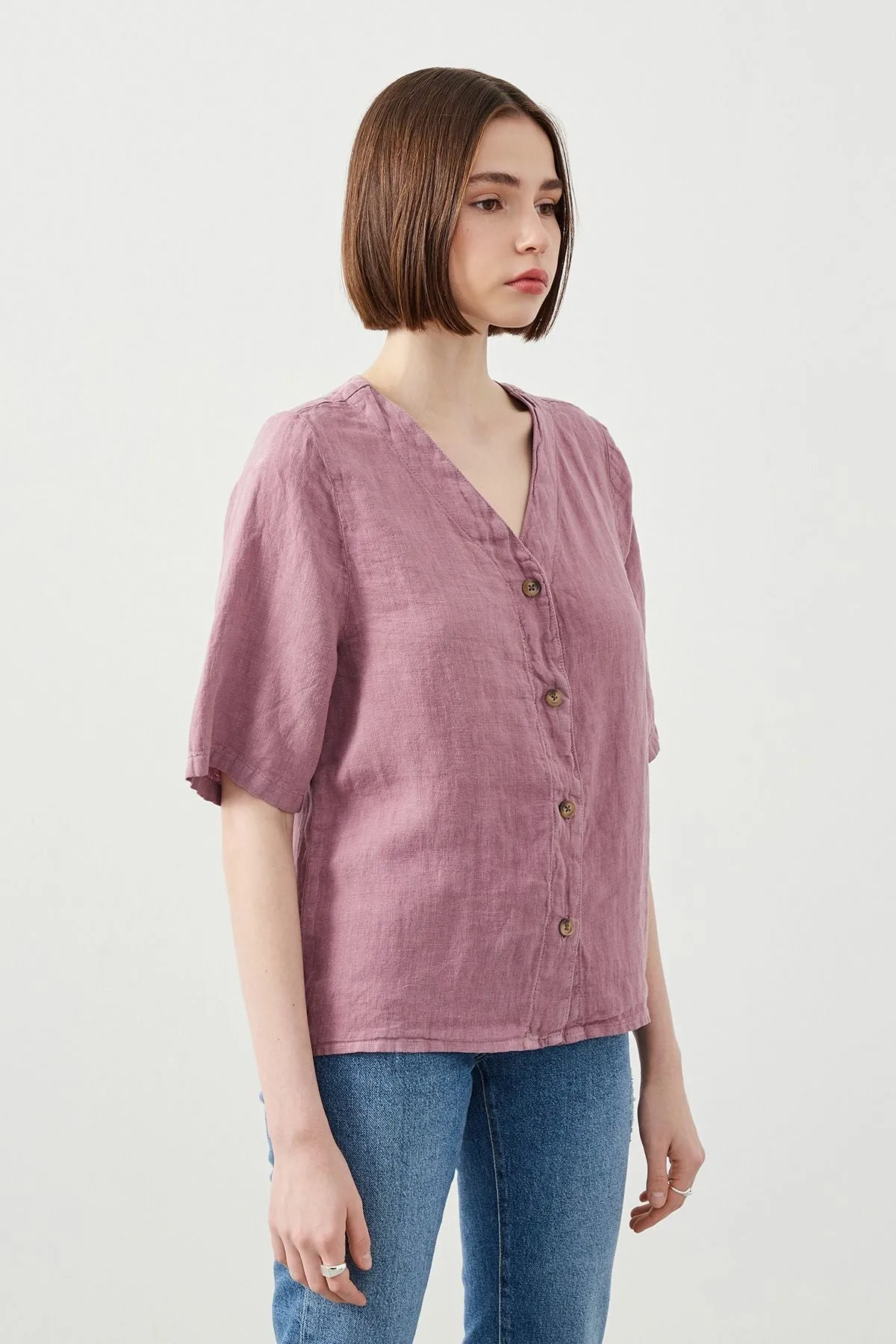 Sora Oversize Fit Purple Women’s Linen Shirt