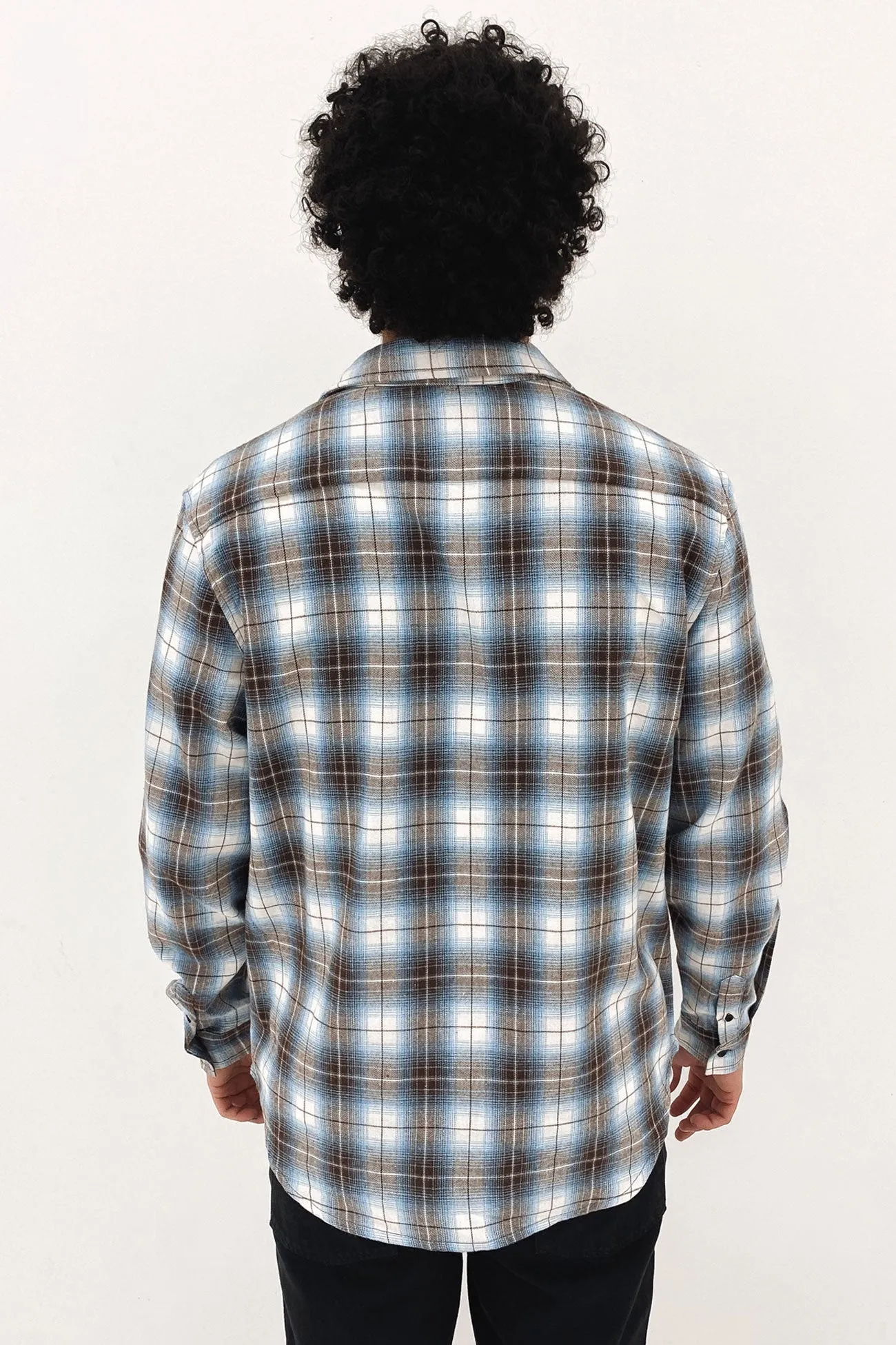 Stock Check Long Sleeve Shirt Black Blue