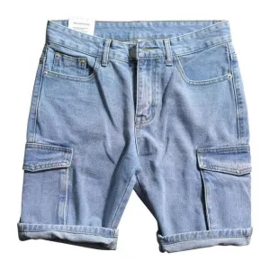 Street Style Short Pocket Cargo Jeans