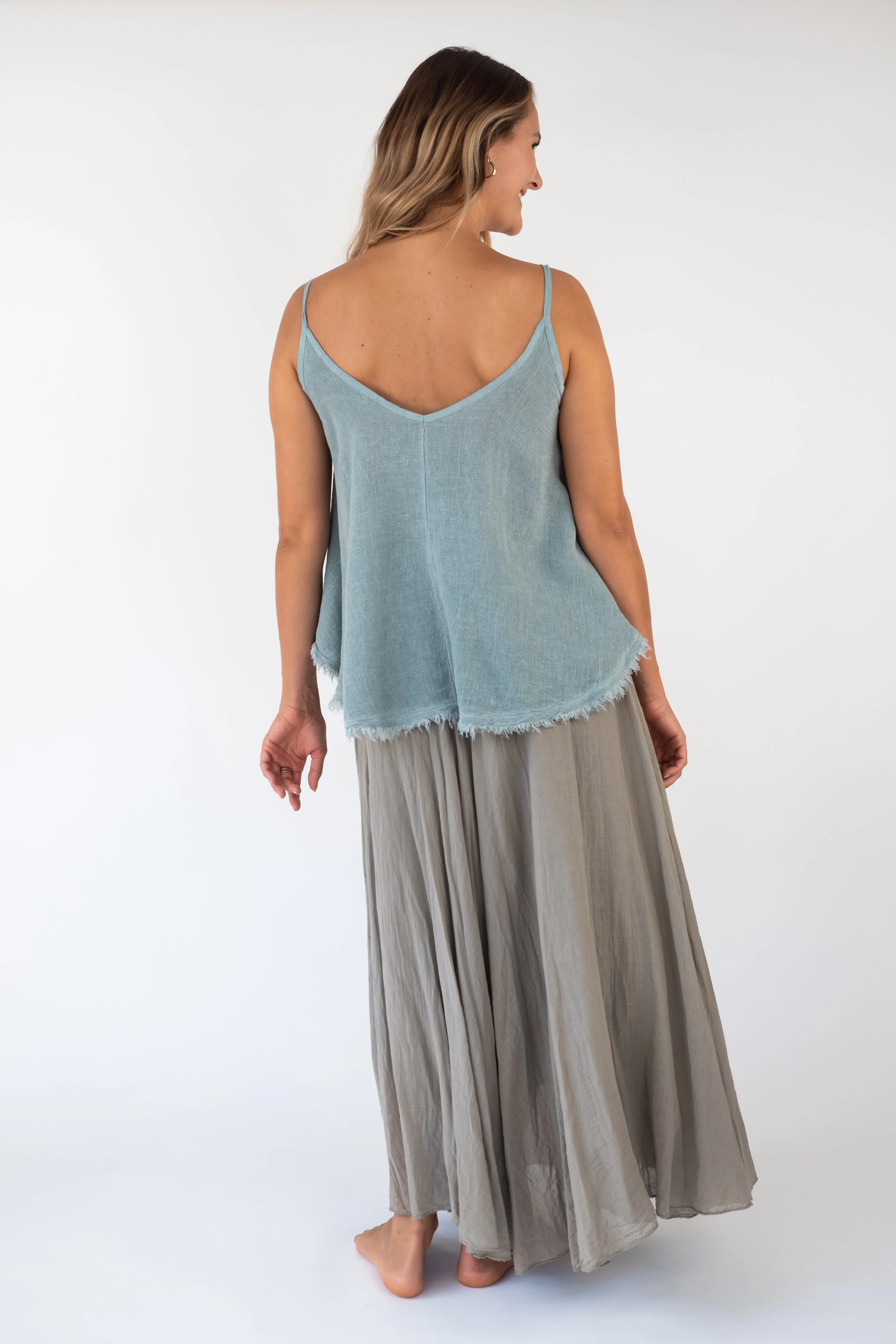 the HUAKAI Linen/ cotton mesh Tank Top