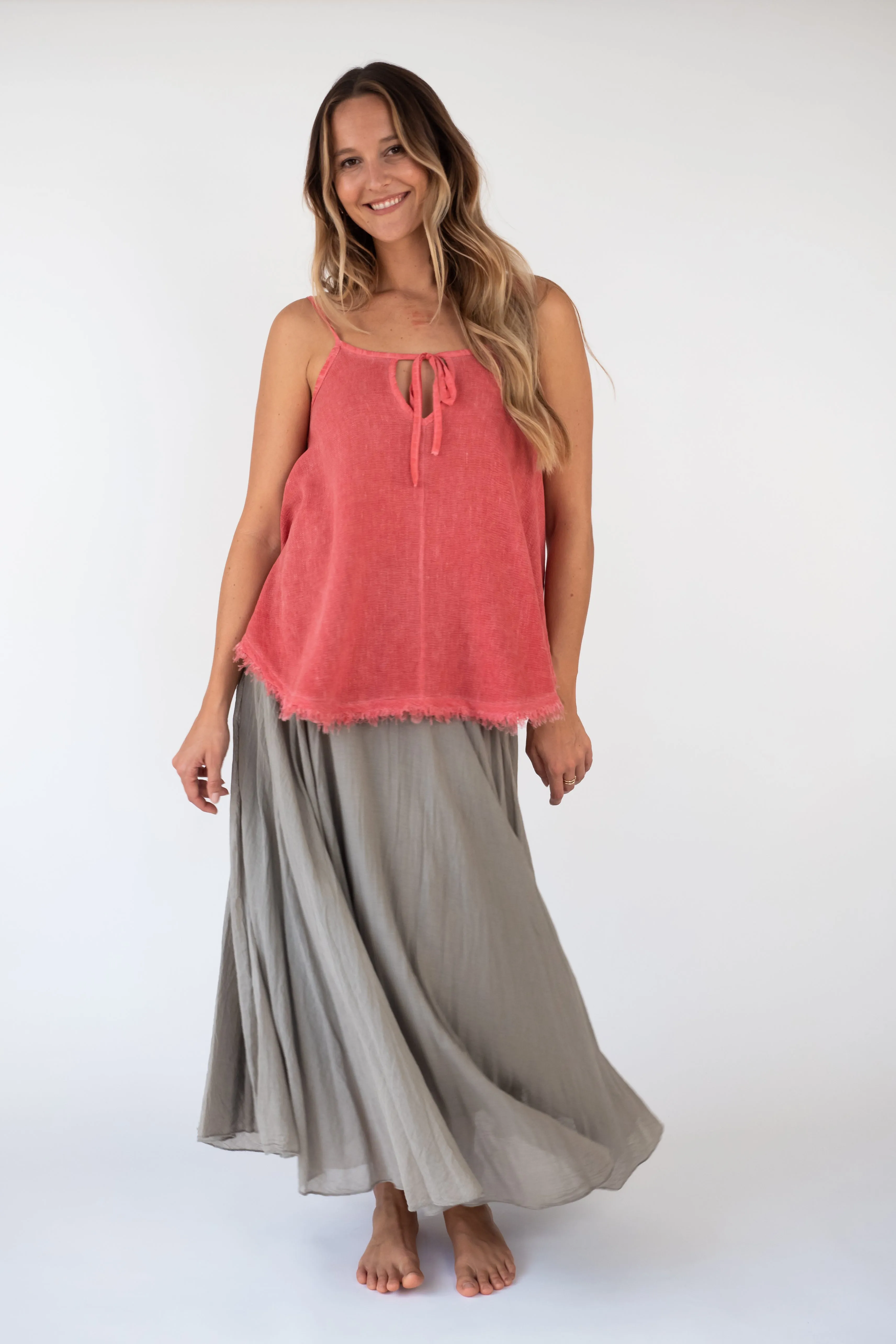 the HUAKAI Linen/ cotton mesh Tank Top