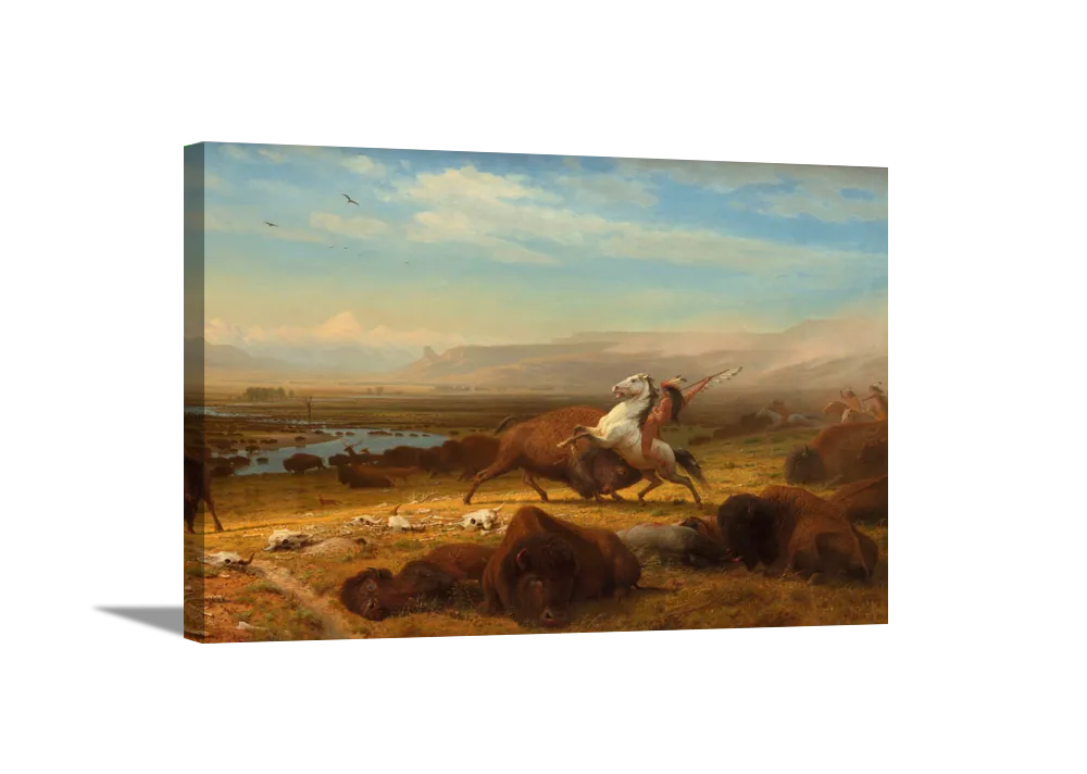 The Last of the Buffalo | Albert Bierstadt Masters Classic Art in Gallery Wrapped Canvas | Various Sizes