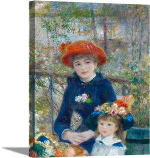 The Two Sisters | Pierre Auguste Renoir Masters Classic Art in Gallery Wrapped Canvas | Various Sizes