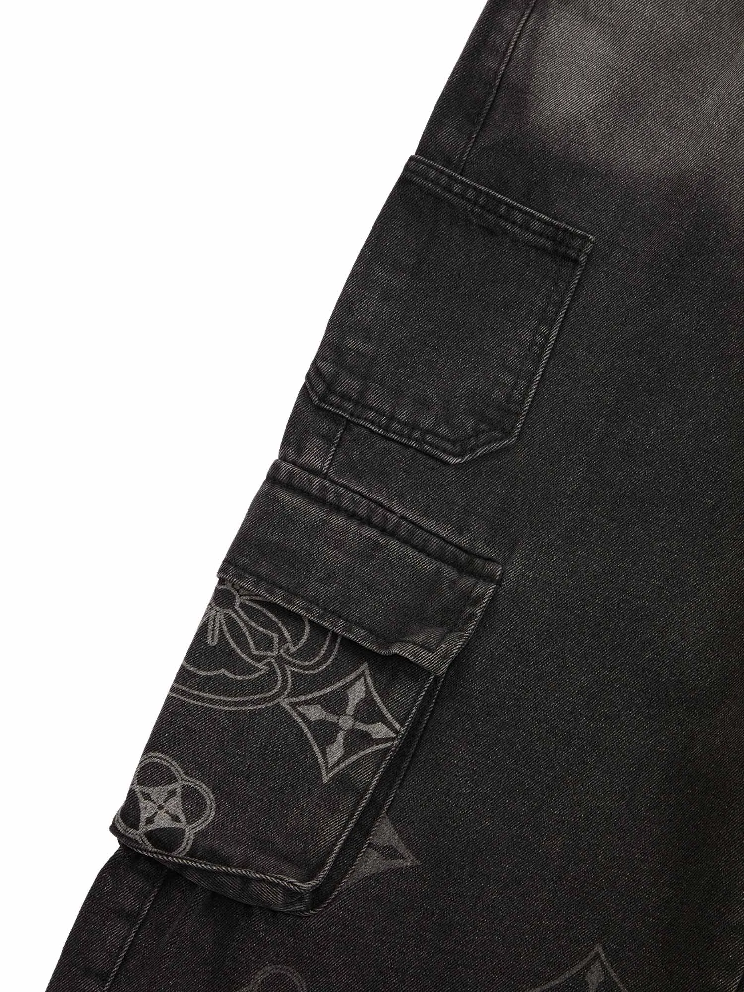 Thesupermade Cross Jacquard Multi Pocket Cargo Jeans