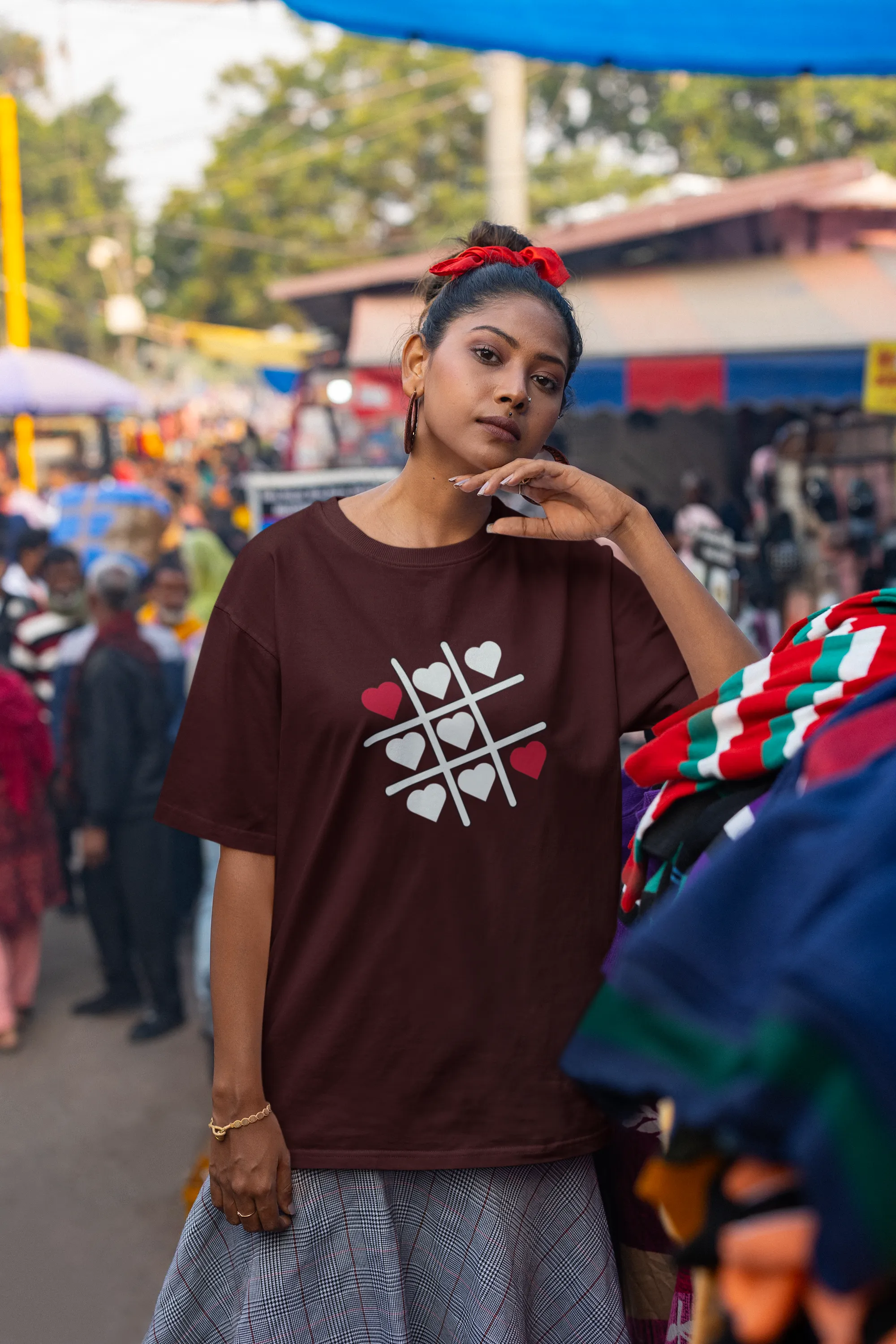 'Tic tac toe' Women's Oversized Cotton T-Shirt