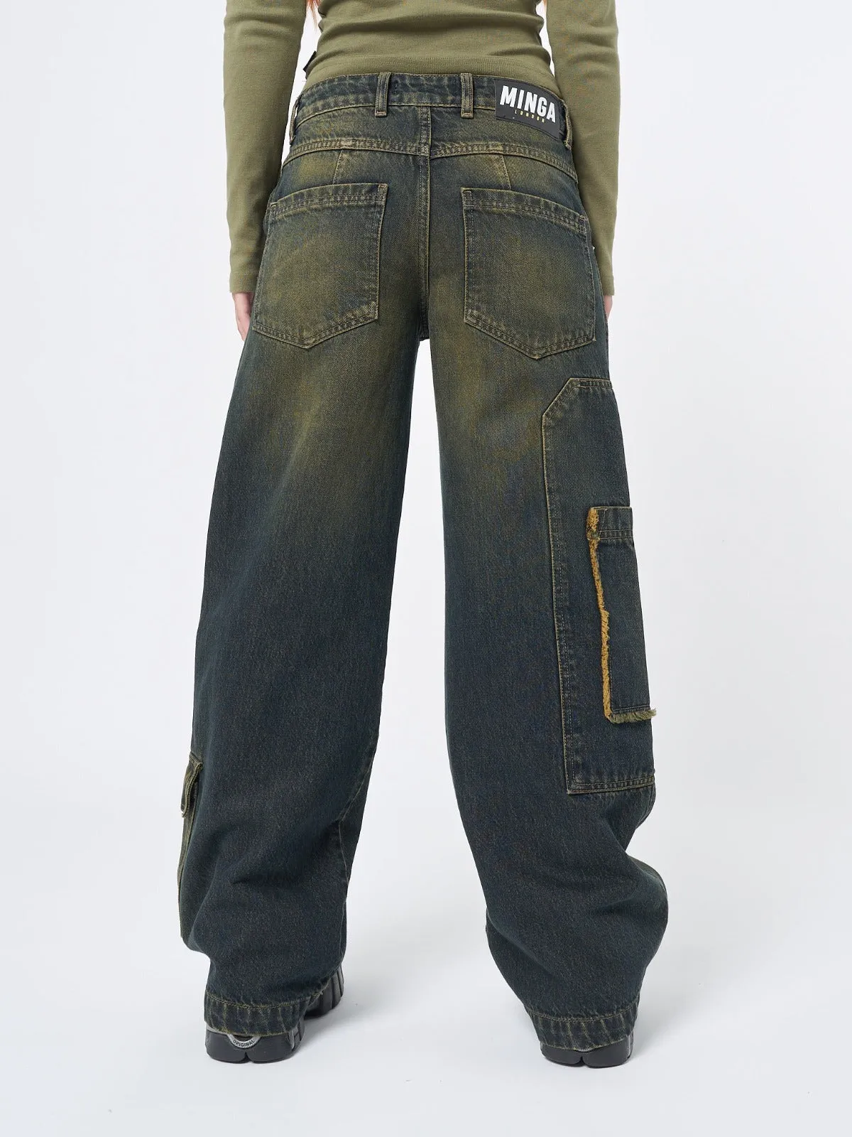 Track Multi Pocket Overdye Cargo Jeans