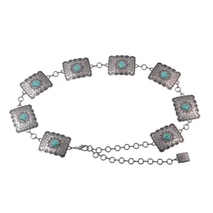 Turquoise Square Concho Chain Belt