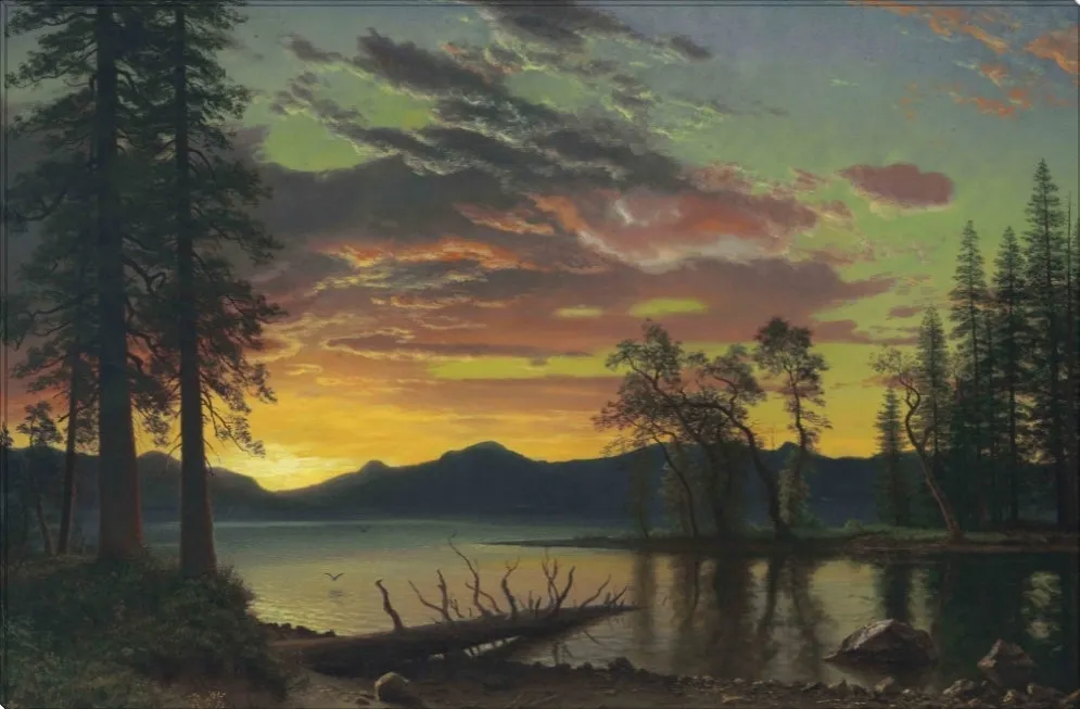 Twilight, Lake Tahoe | Albert Bierstadt Masters Classic Art in Gallery Wrapped Canvas | Various Sizes