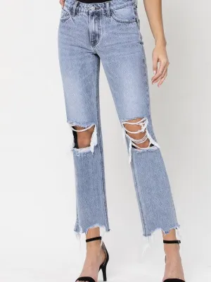 VERVET By Flying Monkey Blue Melody Super High Rise Straight Crop Jeans