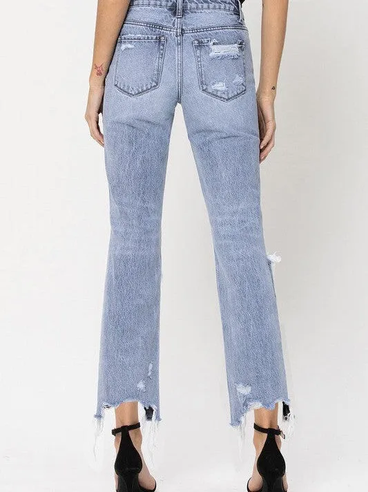 VERVET By Flying Monkey Blue Melody Super High Rise Straight Crop Jeans