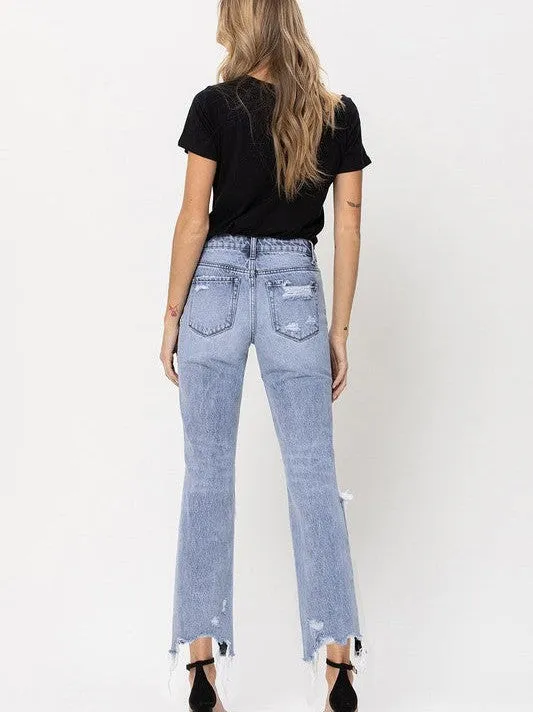 VERVET By Flying Monkey Blue Melody Super High Rise Straight Crop Jeans