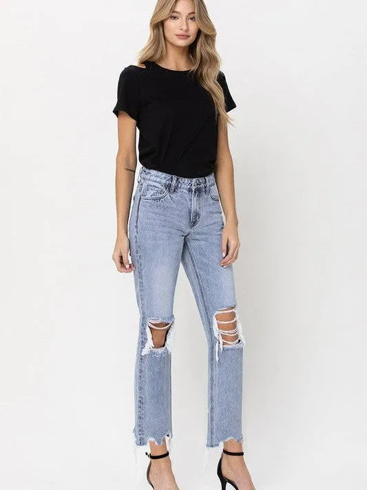 VERVET By Flying Monkey Blue Melody Super High Rise Straight Crop Jeans