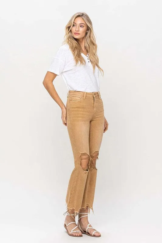 Vintage High Rise Distressed Flare Jeans