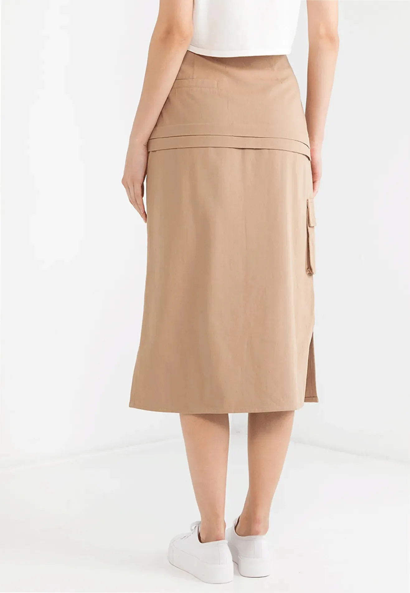 VOIR JEANS Hey Summer Collection: Double Flap Pockets Cut Out Maxi Skirt