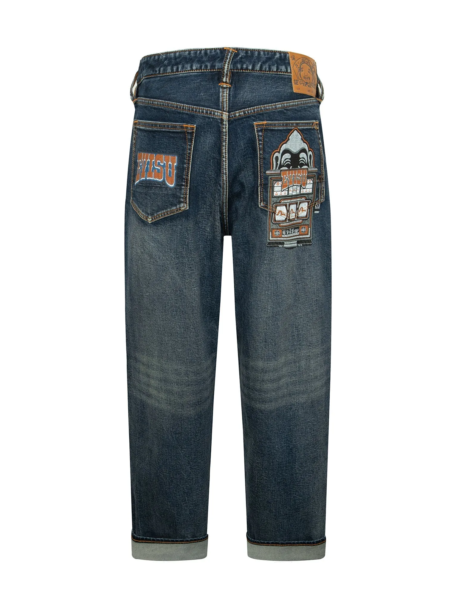 Washed Logo and Godhead Slot Coated Relax Fit Jeans