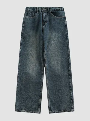 WLS Retro Washed Jeans Denim Pants